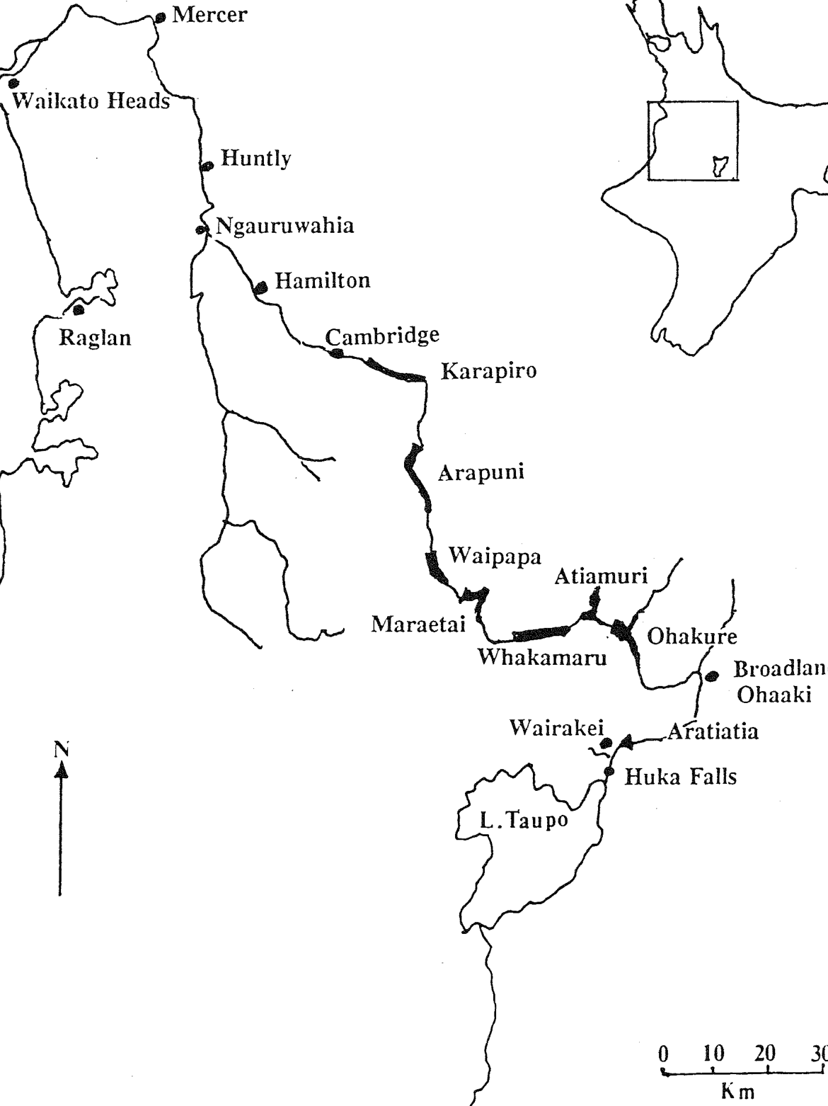 Figure 1 Map of the Waikato River system, North Island, New Zealand.