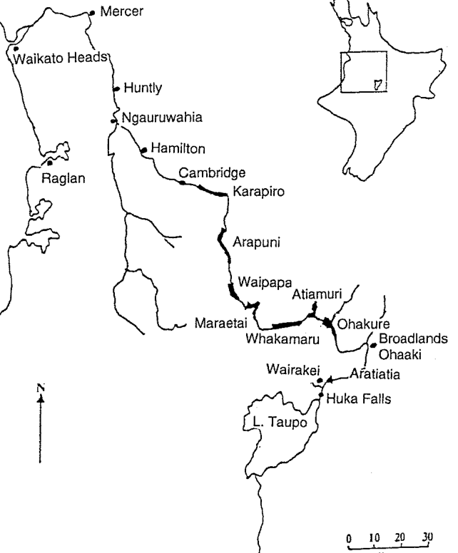 Fig.9.1. Map of the Waikato River system, North Island, New Zealand.